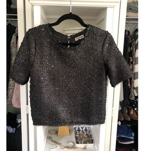 Short Sleeve Nubby Sequin Top